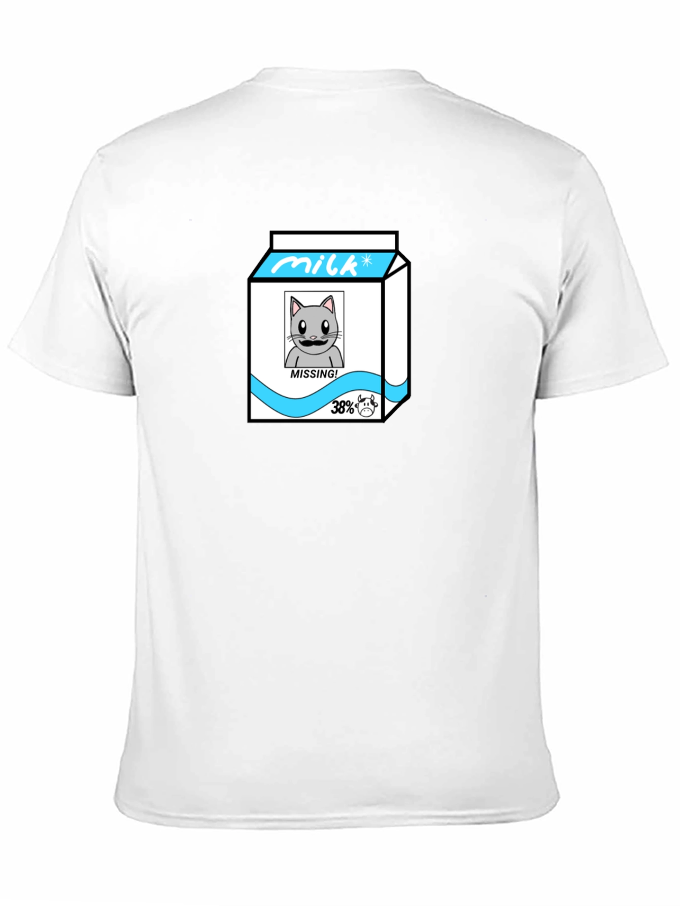 Funny Missing Cat Milk Cartoon T-Shirt