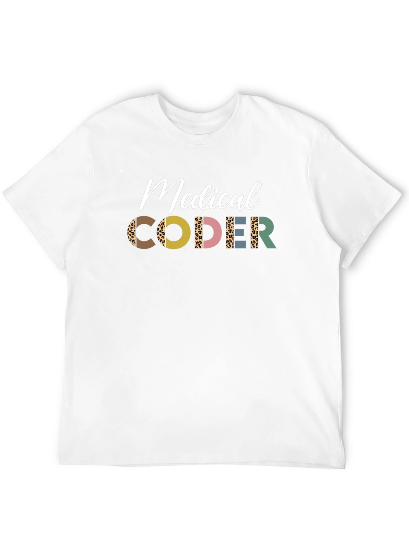 Medical Coder Tee - Leopard Print Letters