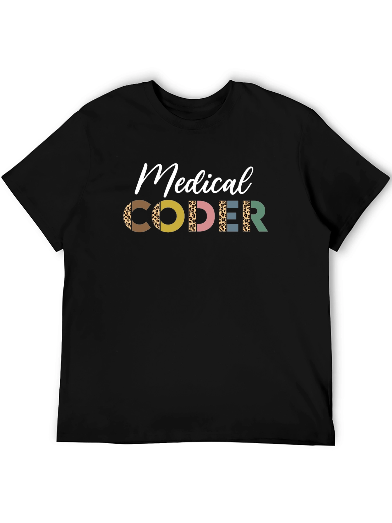 Medical Coder Tee - Leopard Print Letters