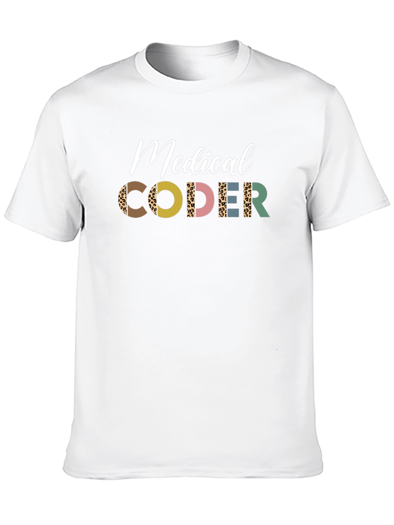 Medical Coder Tee - Leopard Print Letters