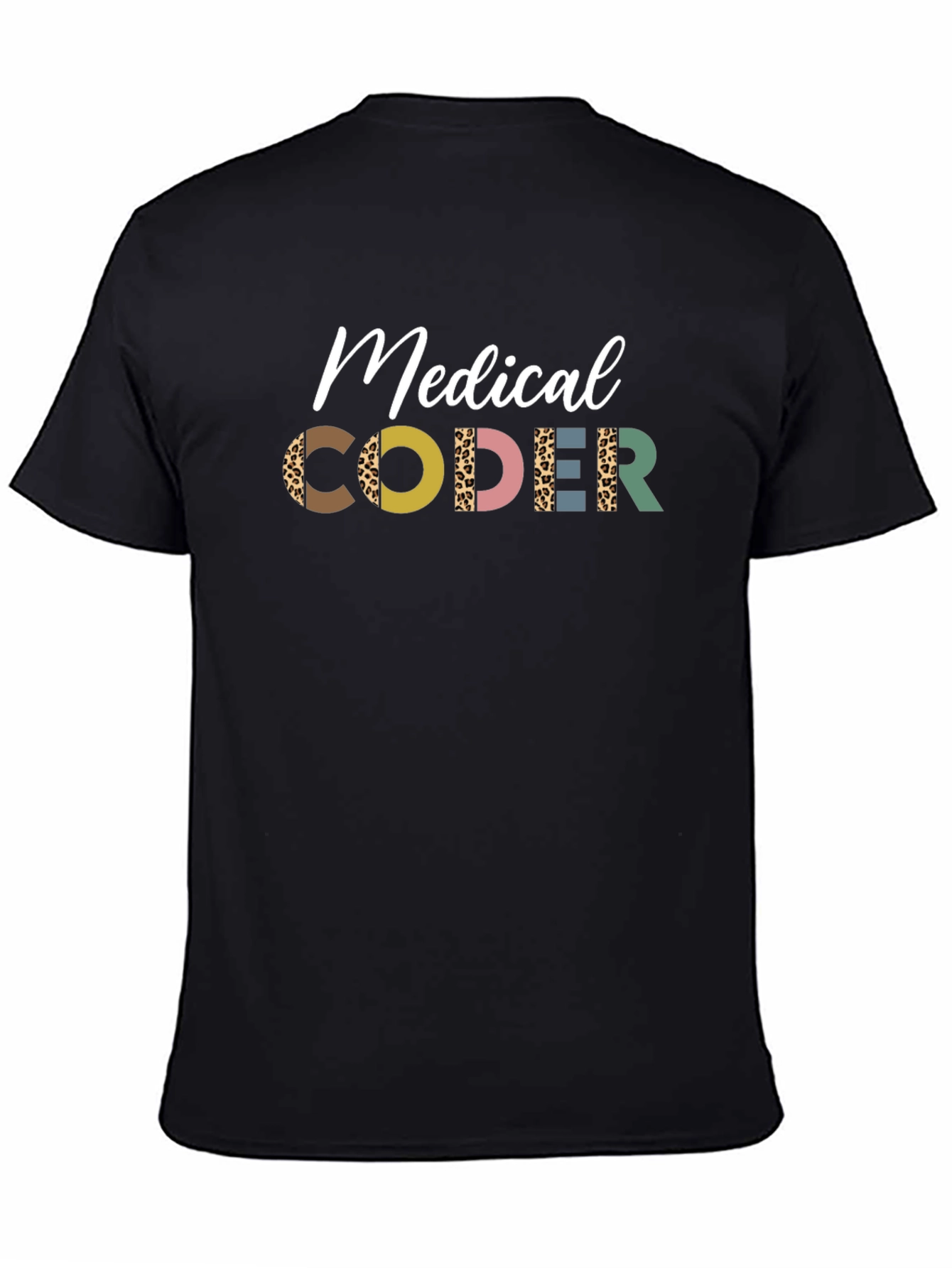Medical Coder Tee - Leopard Print Letters