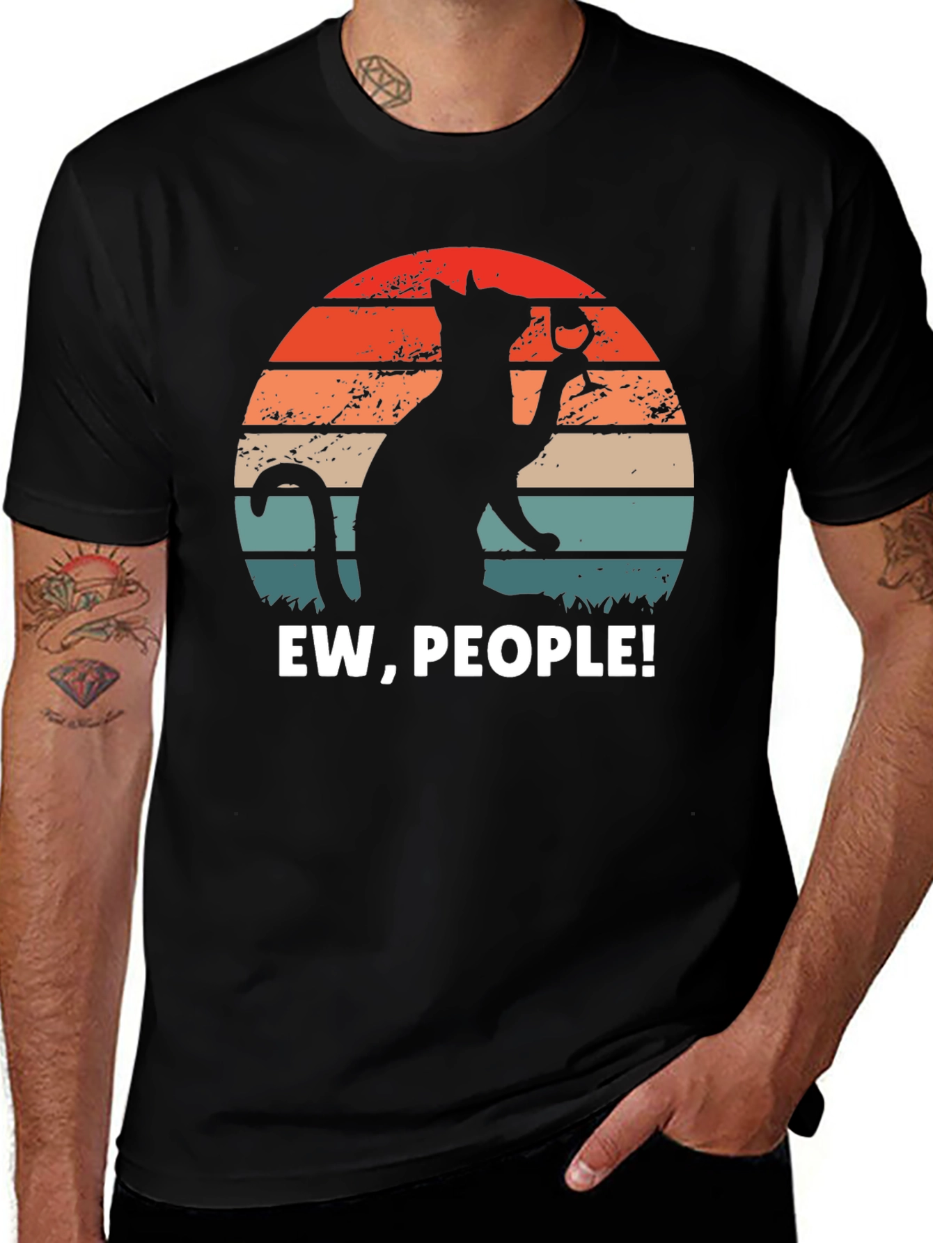 Ew People Cat Wine Graphic Tee