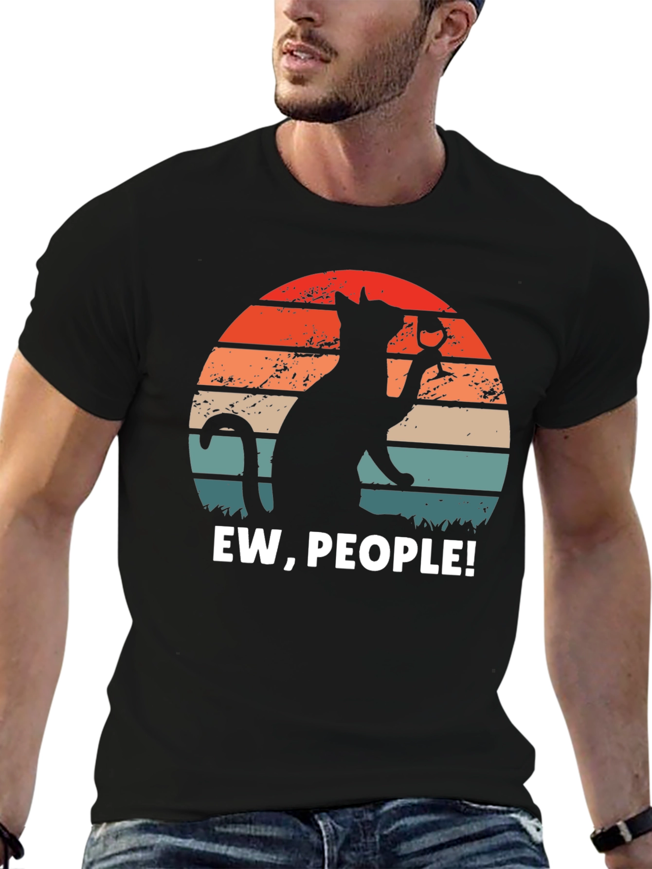 Ew People Cat Wine Graphic Tee