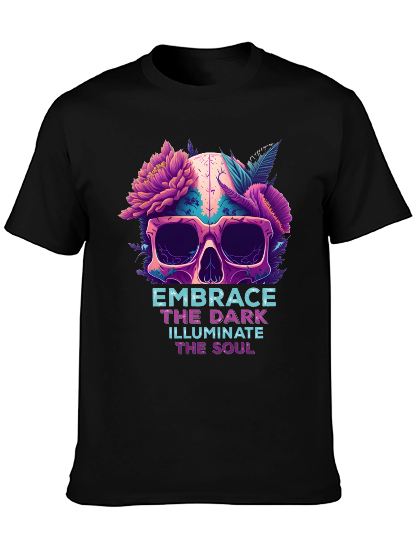 Floral Skull Graphic Tee - Embrace the Dark