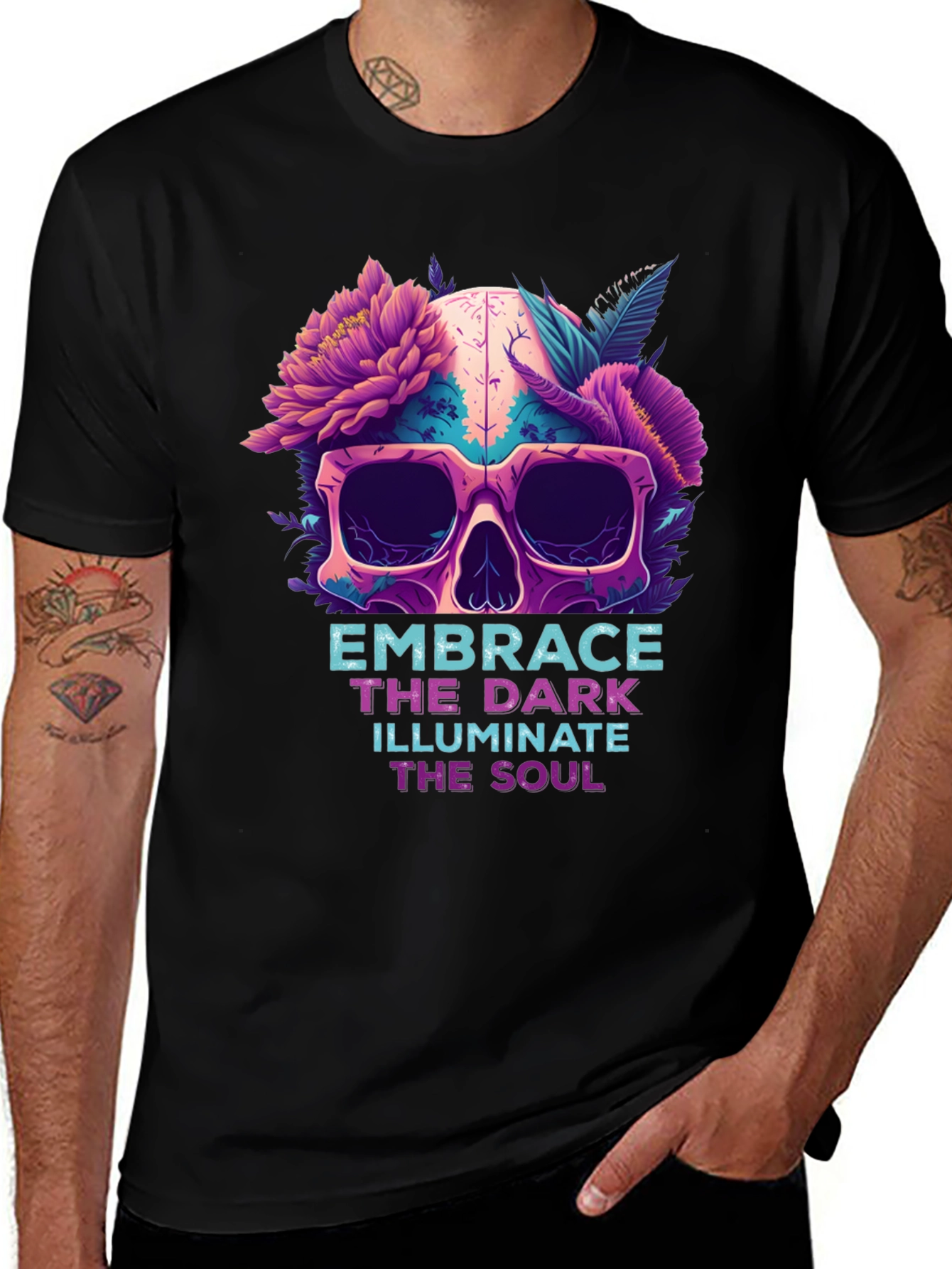 Floral Skull Graphic Tee - Embrace the Dark