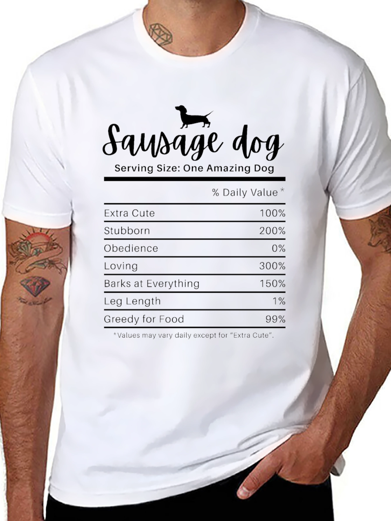 Sausage Dog Nutrition Facts Black T-Shirt