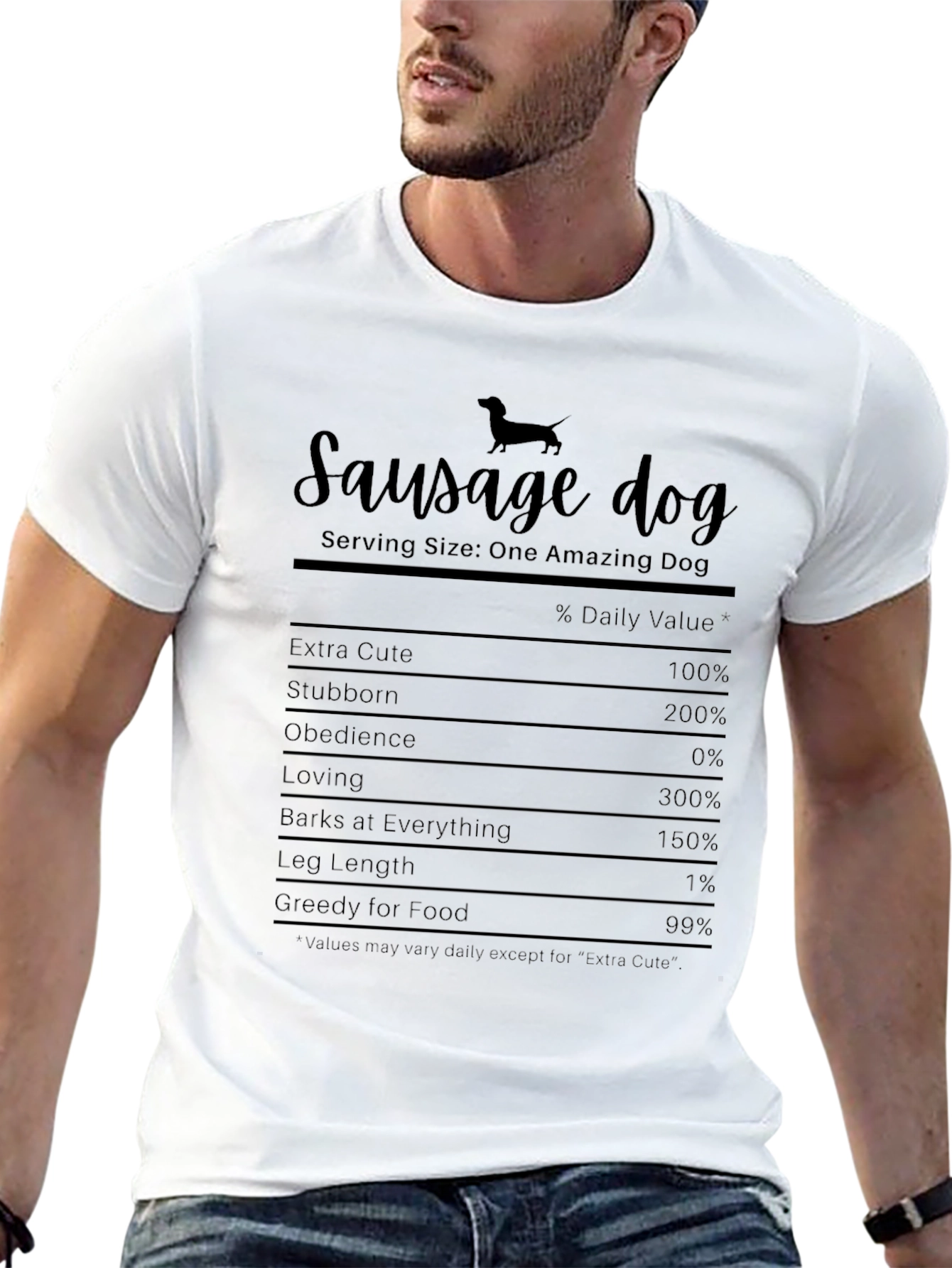 Sausage Dog Nutrition Facts Black T-Shirt