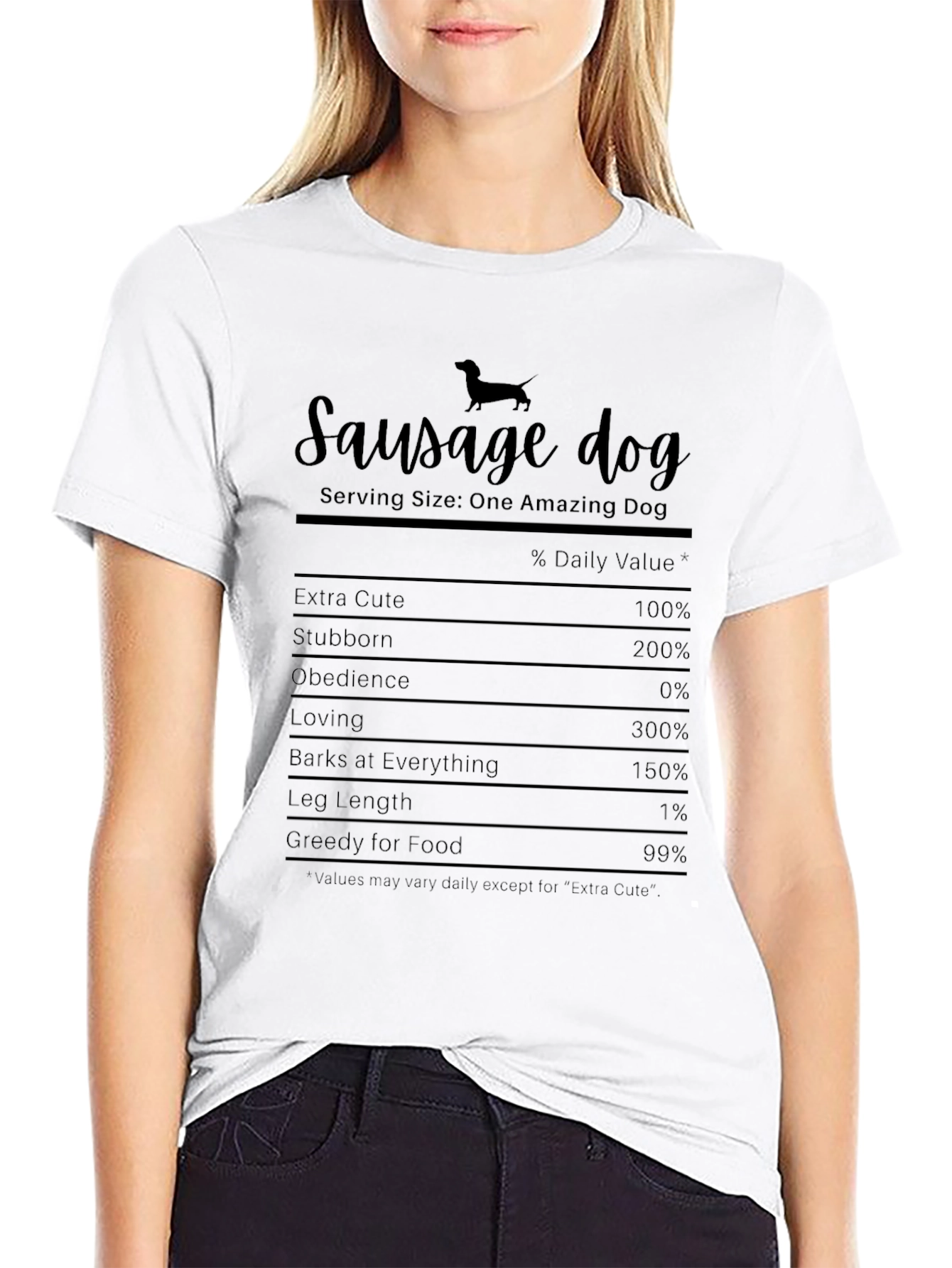 Sausage Dog Nutrition Facts Black T-Shirt