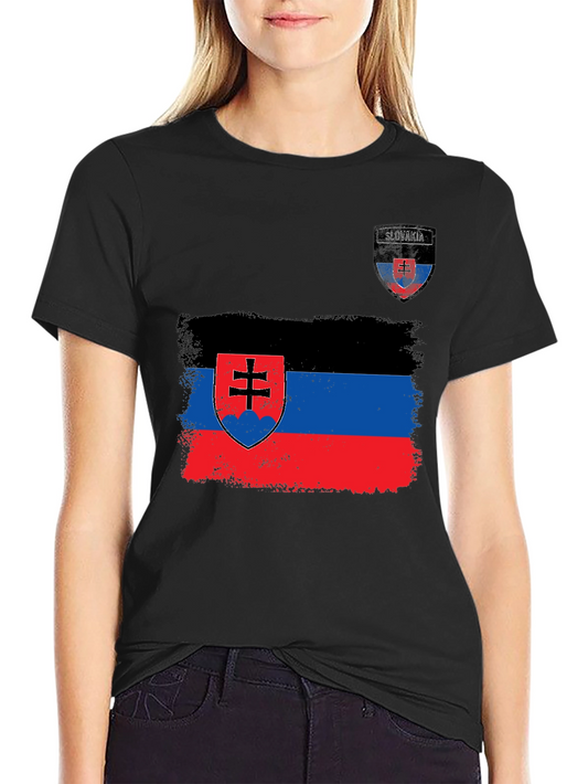 Slovakia Flag Graphic T-Shirt - Black