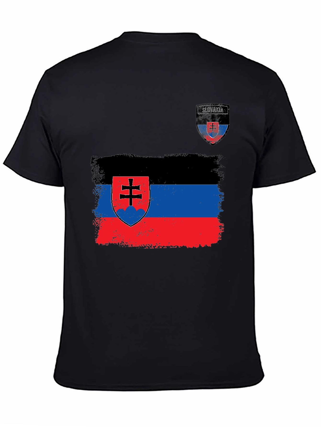 Slovakia Flag Graphic T-Shirt - Black