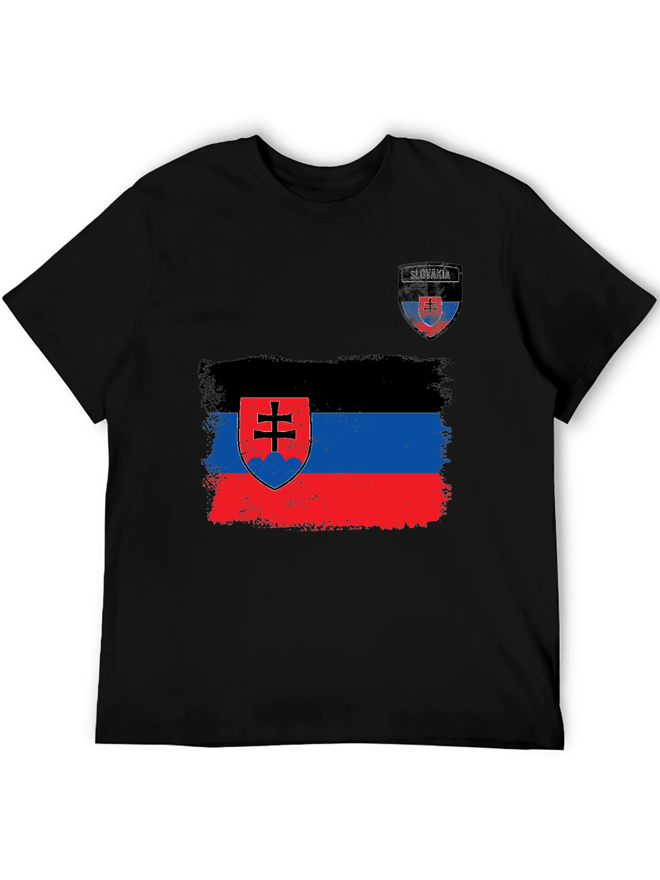 Slovakia Flag Graphic T-Shirt - Black