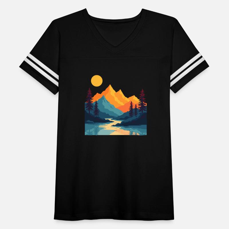 Vintage Mountain Sunset Landscape Art