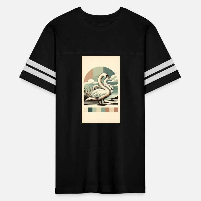 Vintage Swan Lake Scene Illustration