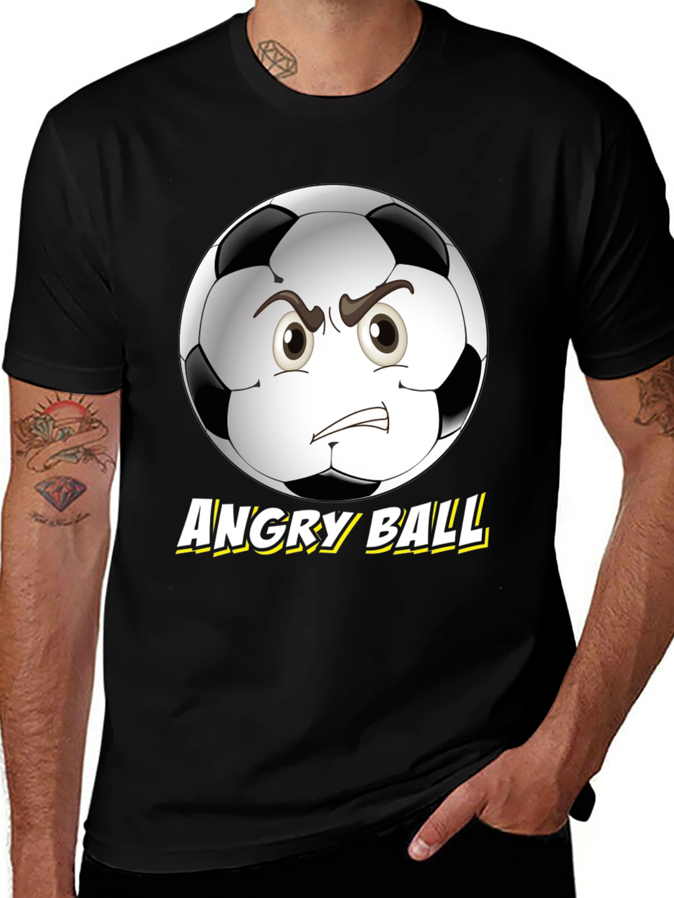 Angry Ball Graphic T-Shirt - Black Cotton Tee
