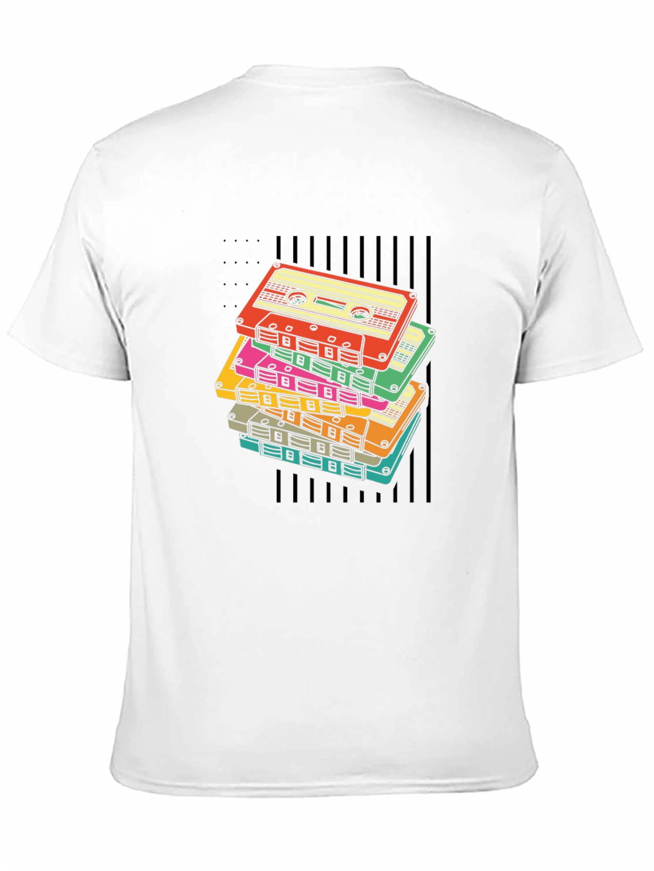 Retro Cassette Tape Stack Graphic T-Shirt