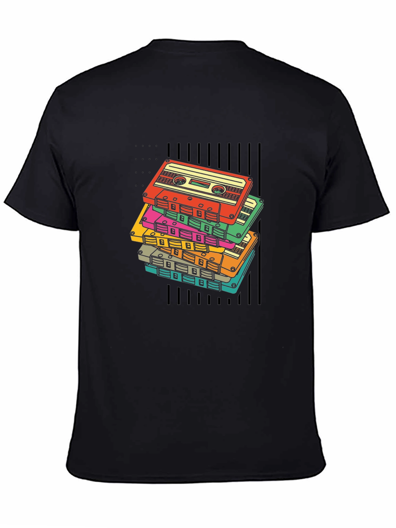 Retro Cassette Tape Stack Graphic T-Shirt