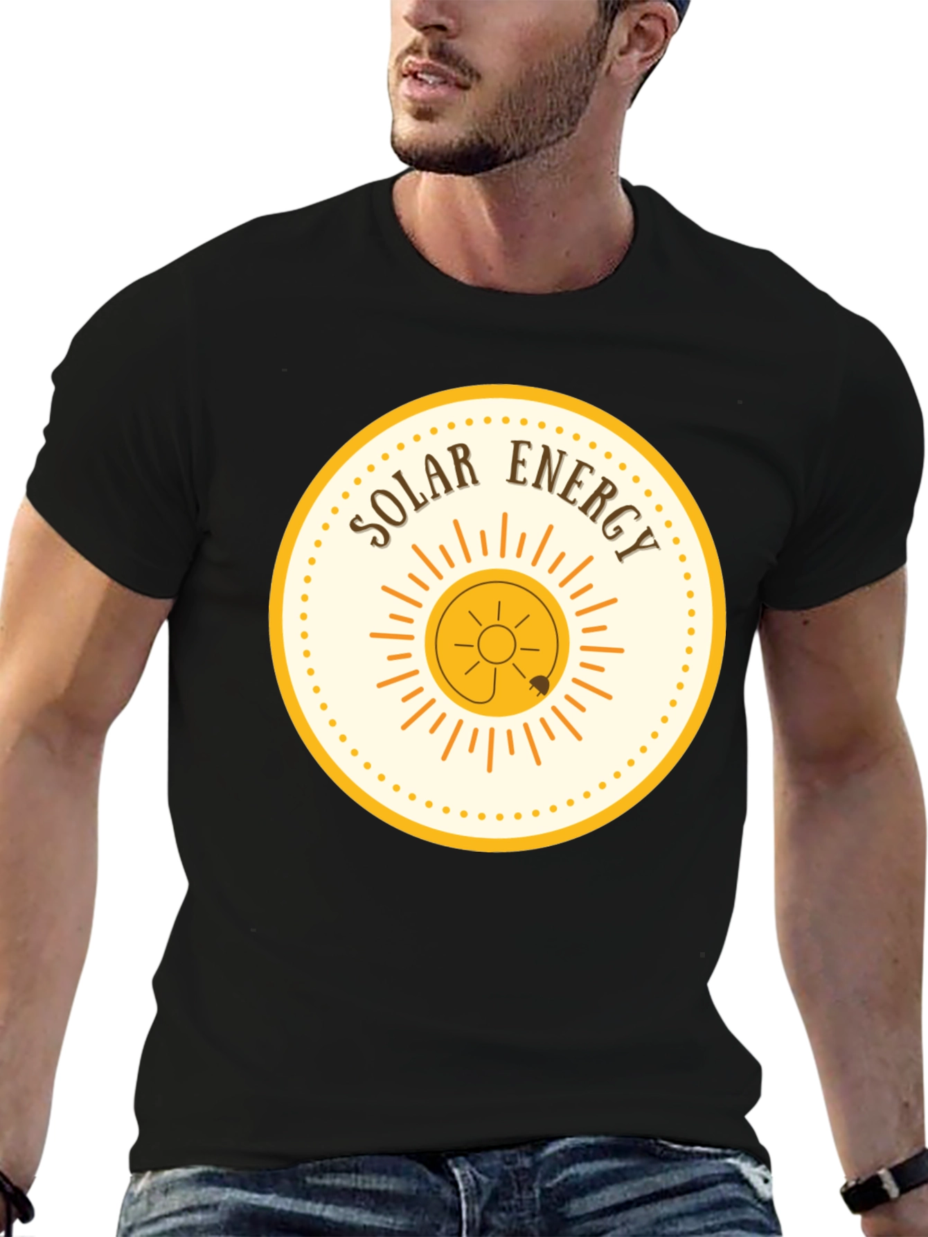 Solar Energy Graphic Tee - Black Cotton T-Shirt