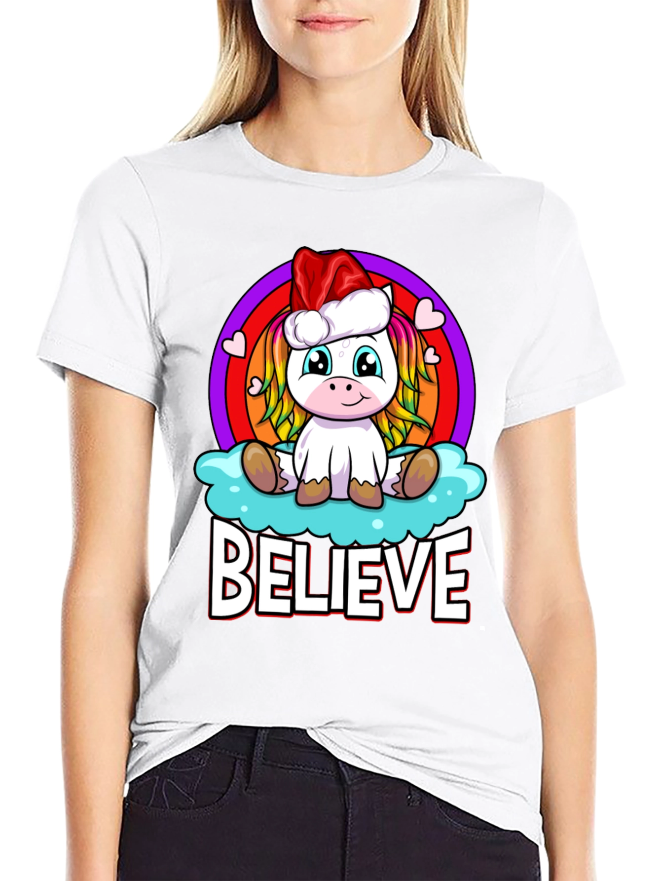 Believe Unicorn Christmas T-Shirt