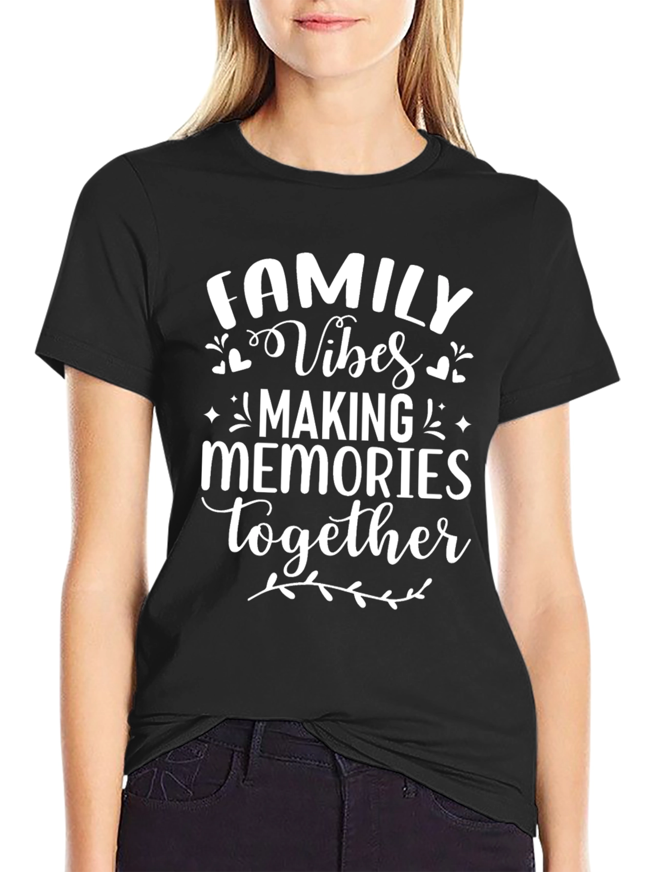 Family Vibes Graphic T-Shirt - Black