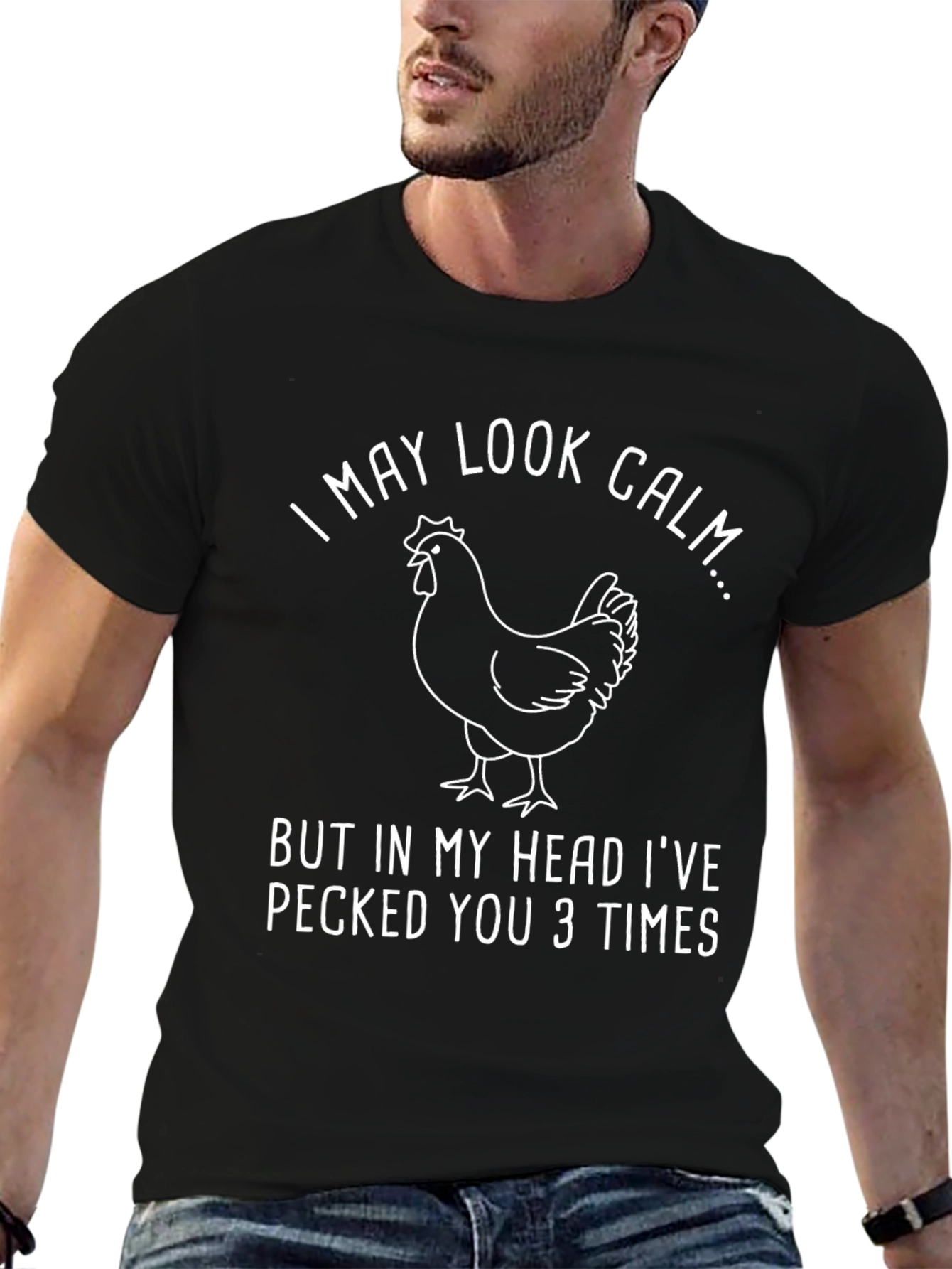 Funny Chicken Graphic T-Shirt - I May Look Calm