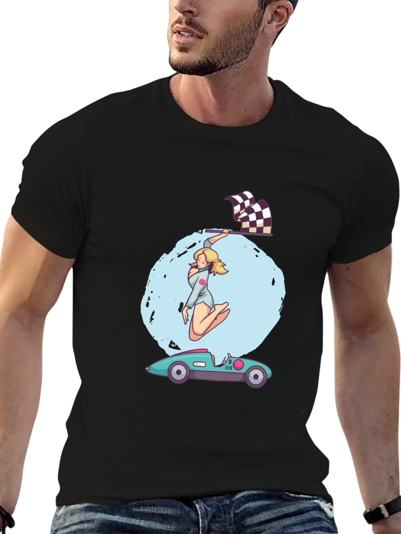 Racing Girl Graphic Tee - Black