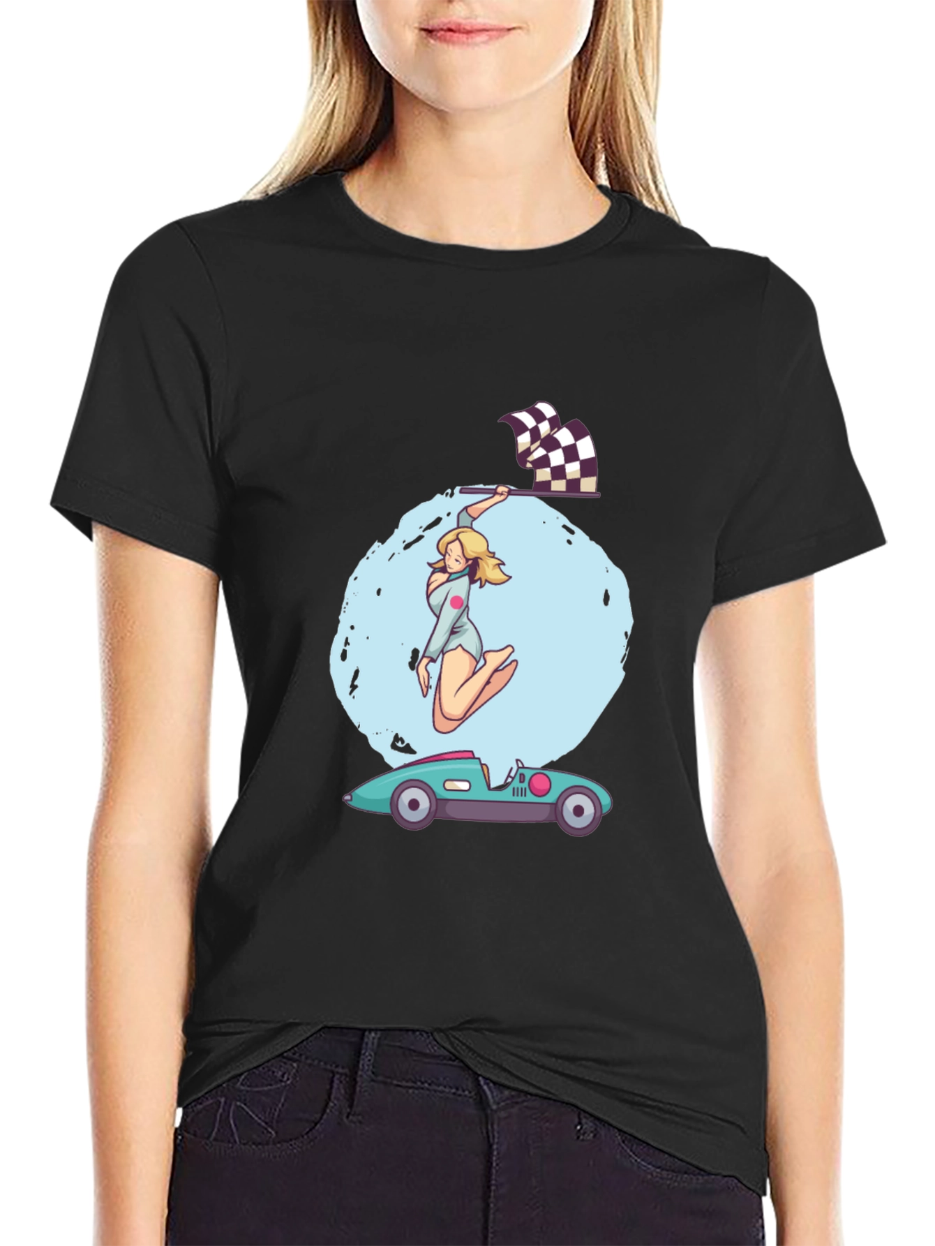 Racing Girl Graphic Tee - Black
