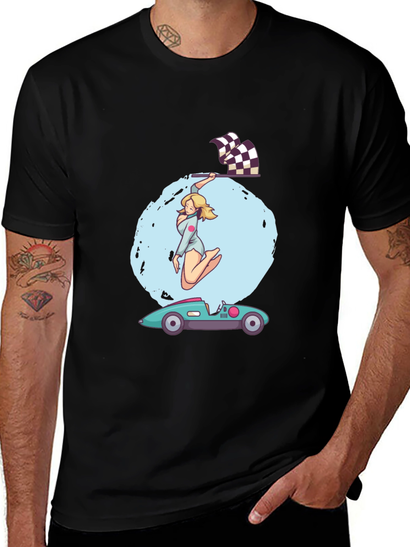 Racing Girl Graphic Tee - Black