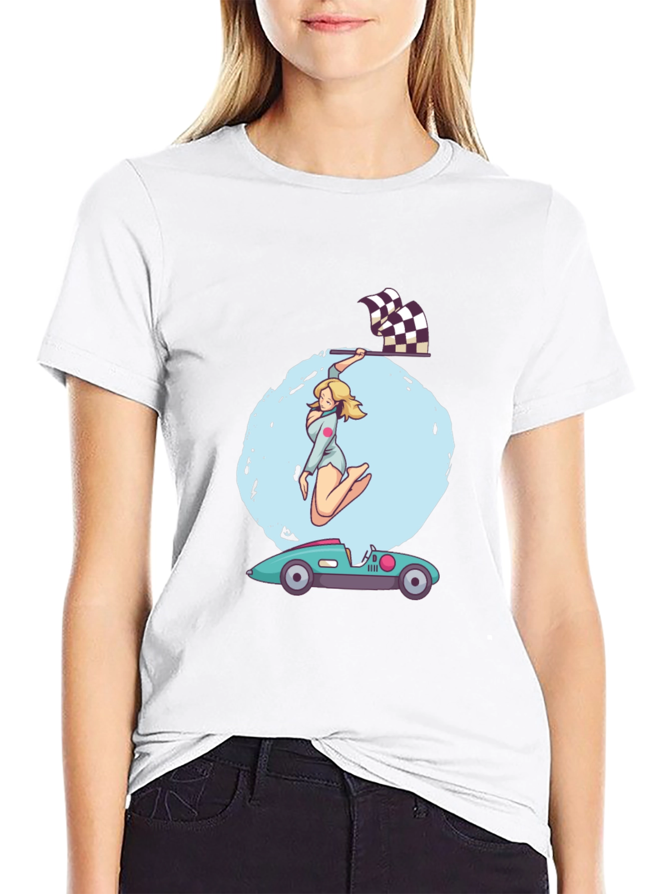 Racing Girl Graphic Tee - Black