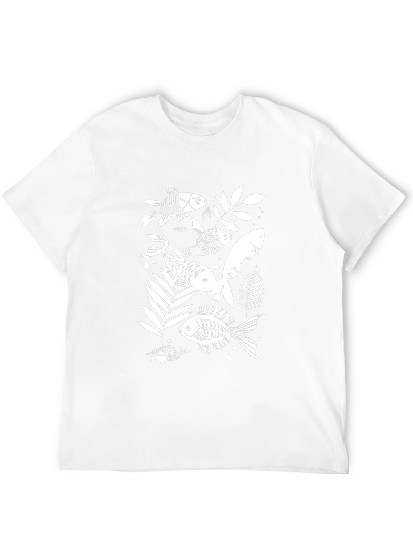 Unique Fish Print Black T-Shirt