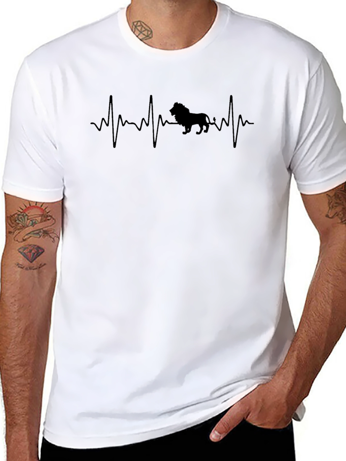 Lion Heartbeat T-Shirt - Black Graphic Tee