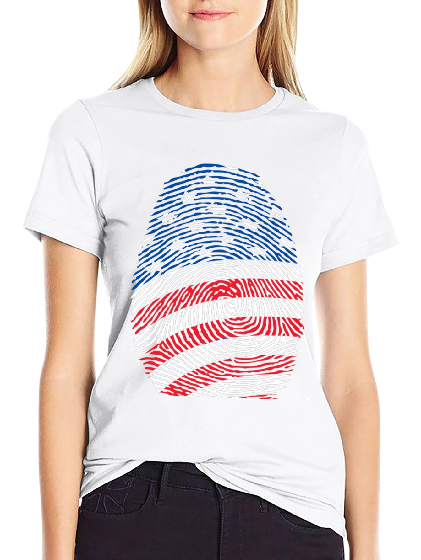 American Flag Fingerprint Graphic T-Shirt