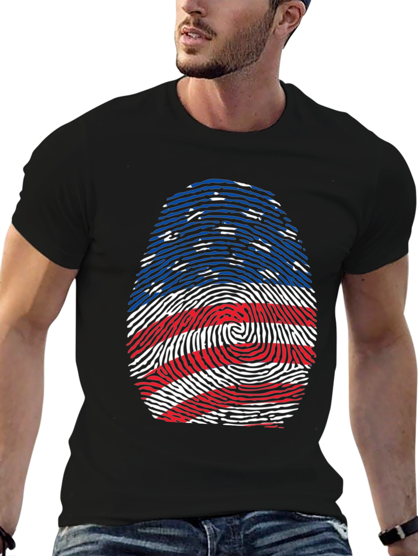 American Flag Fingerprint Graphic T-Shirt