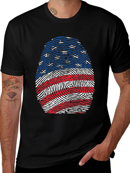 American Flag Fingerprint Graphic T-Shirt