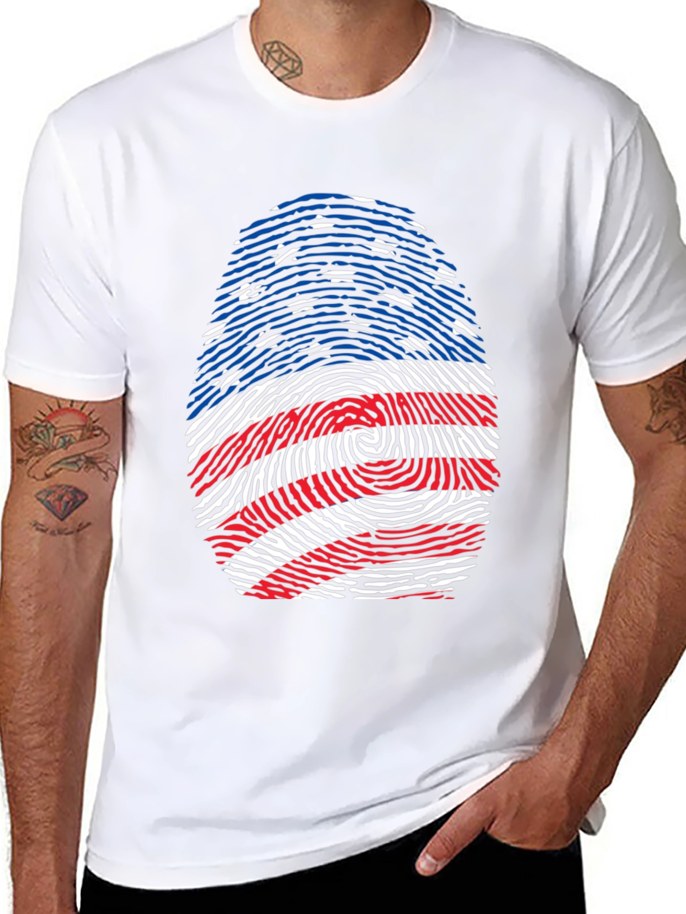 American Flag Fingerprint Graphic T-Shirt