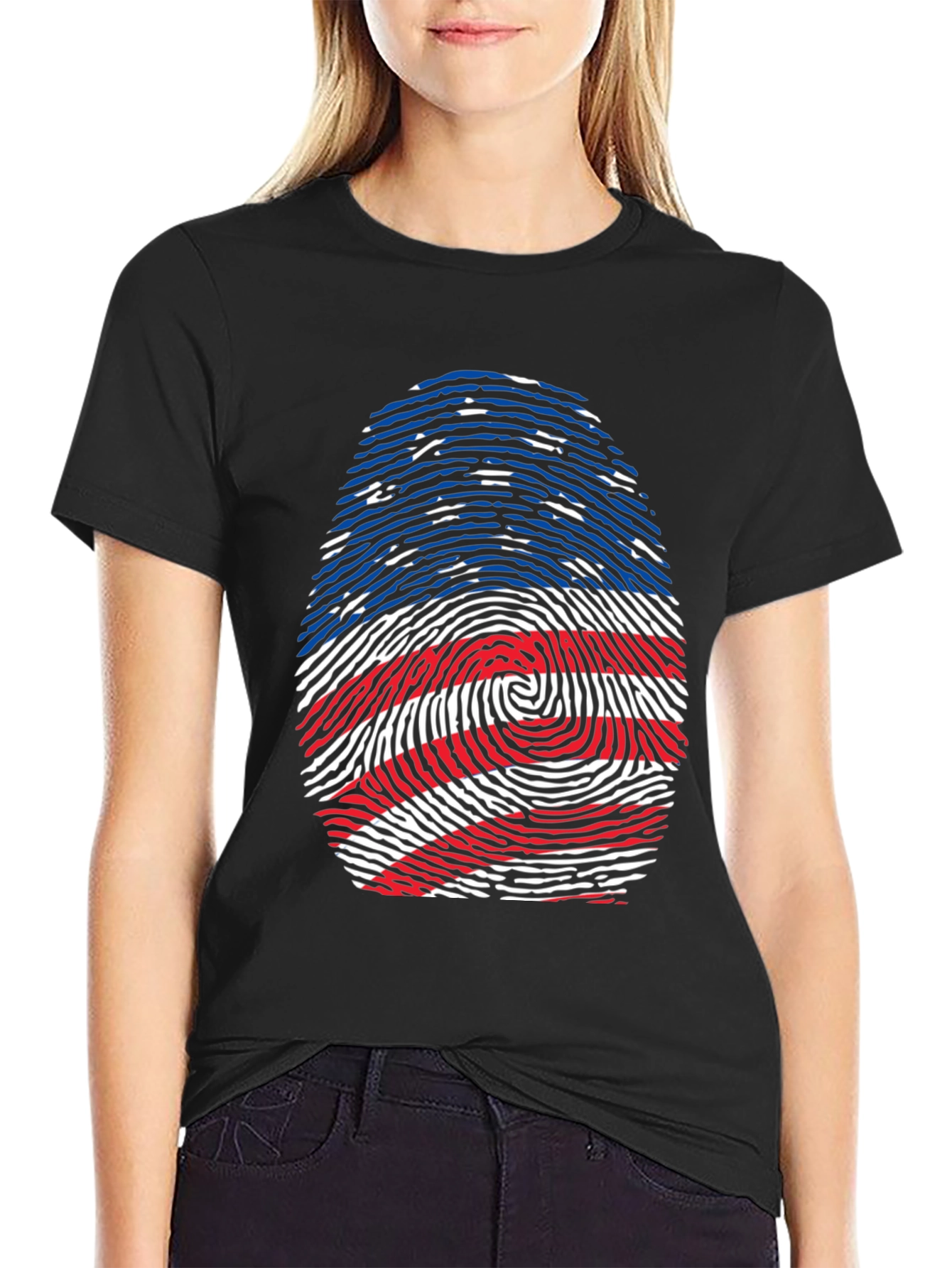 American Flag Fingerprint Graphic T-Shirt