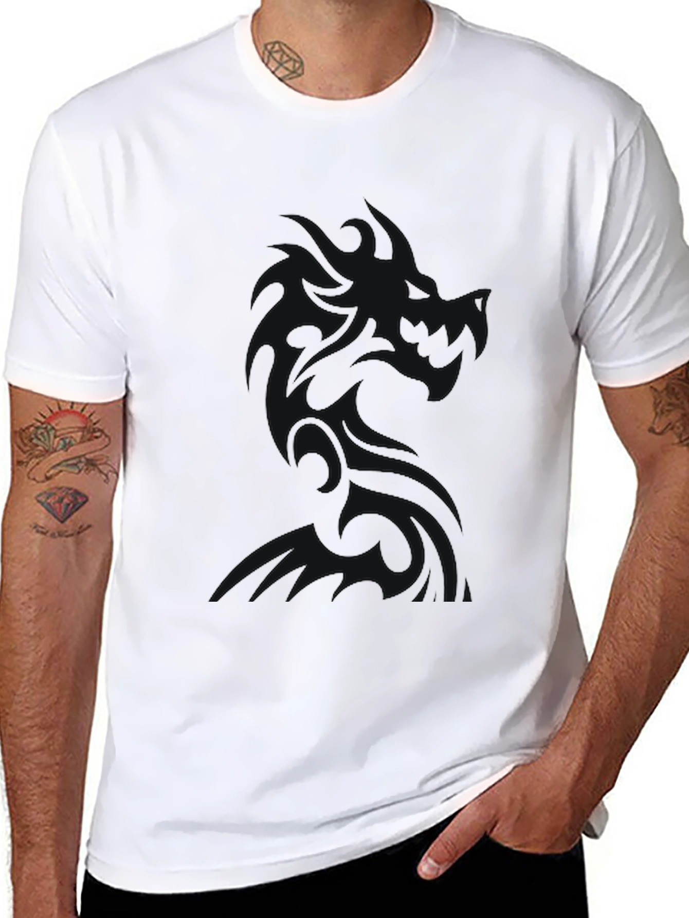 Solid Black Crew Neck Short Sleeve T-Shirt