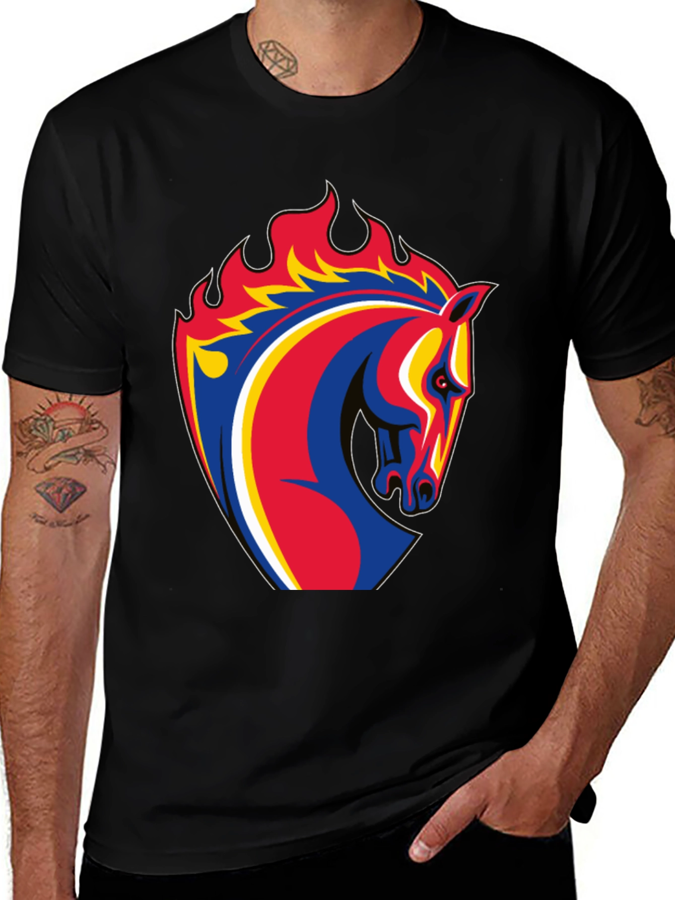 Fiery Horse Head Graphic T-Shirt