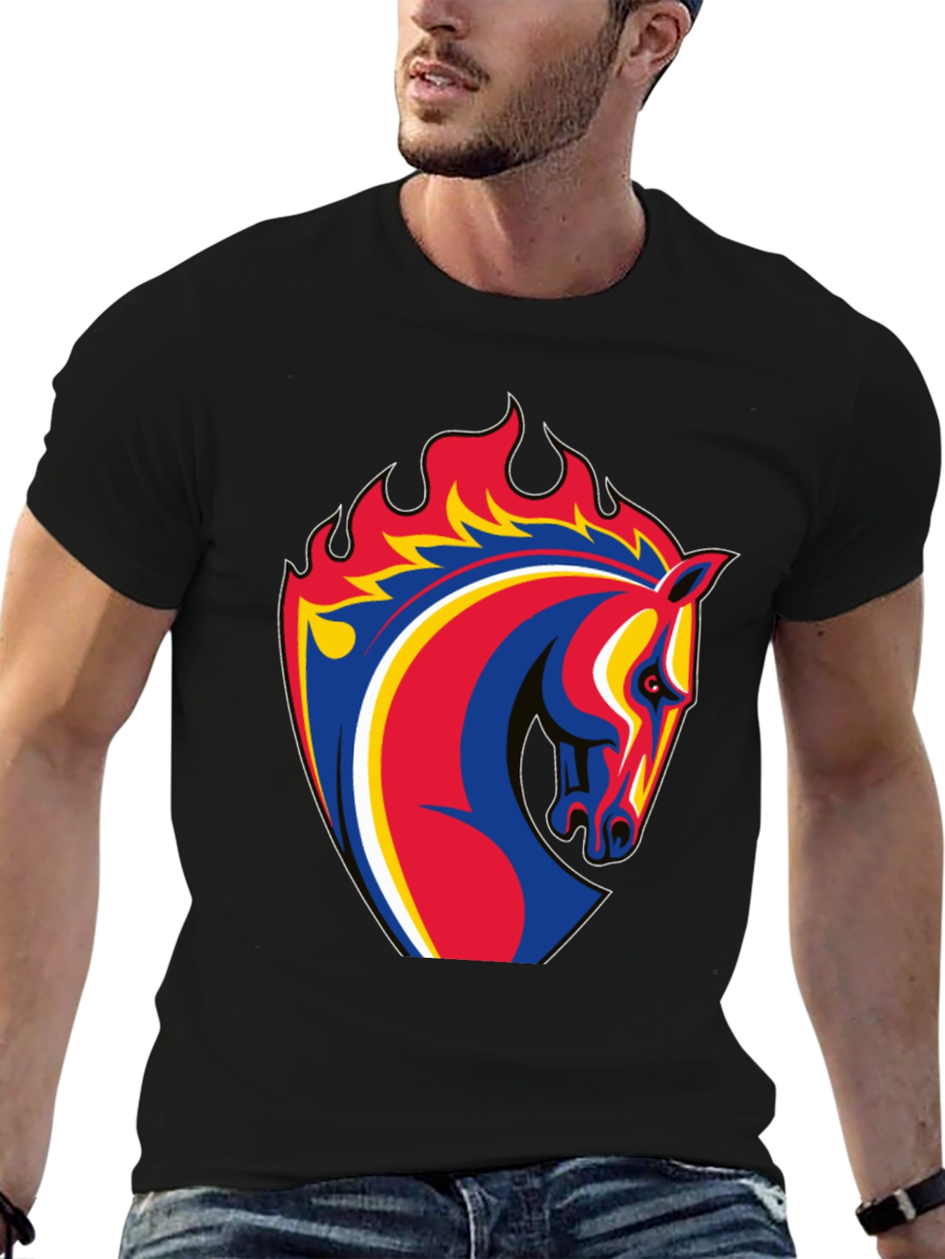 Fiery Horse Head Graphic T-Shirt