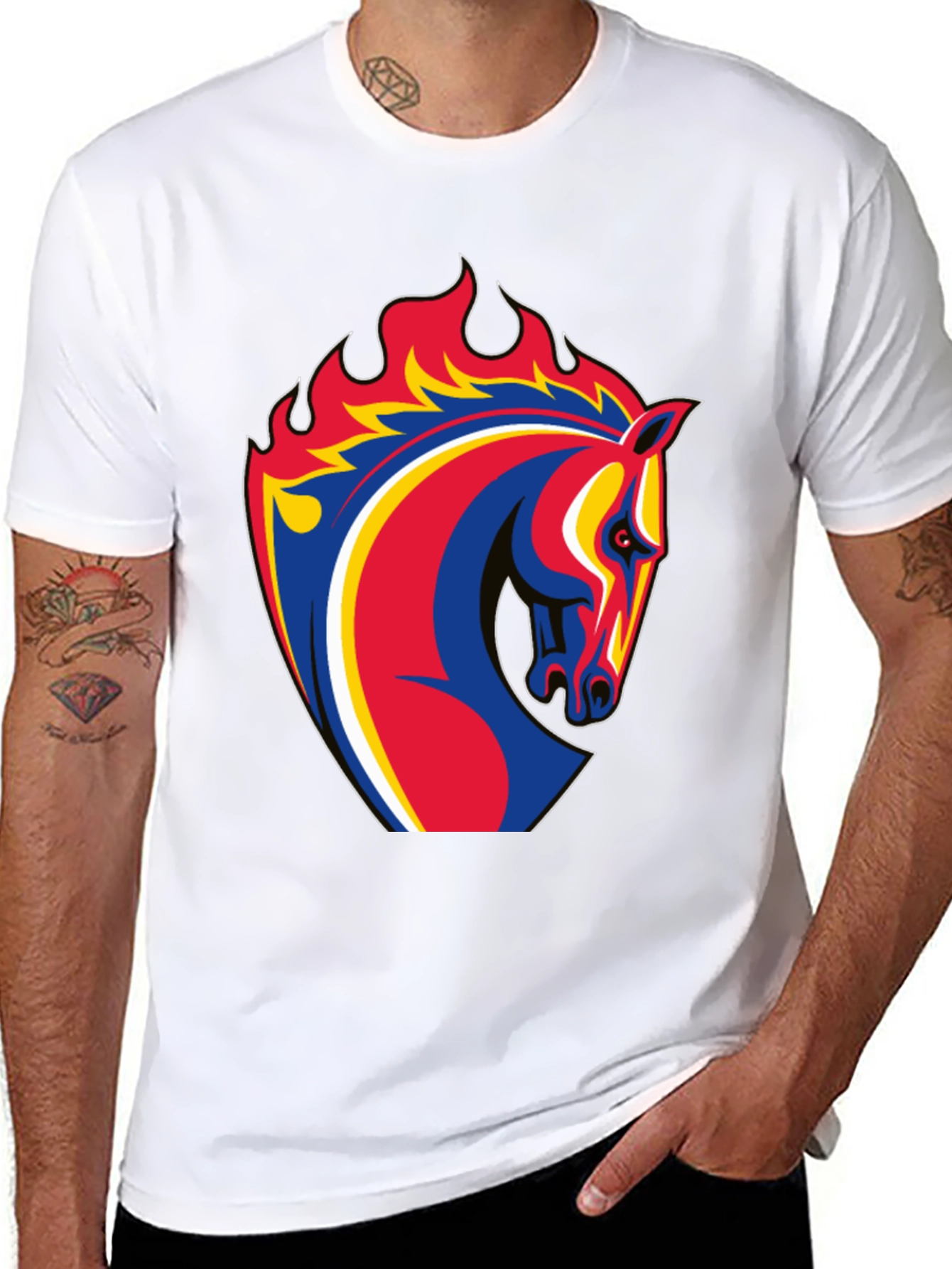 Fiery Horse Head Graphic T-Shirt