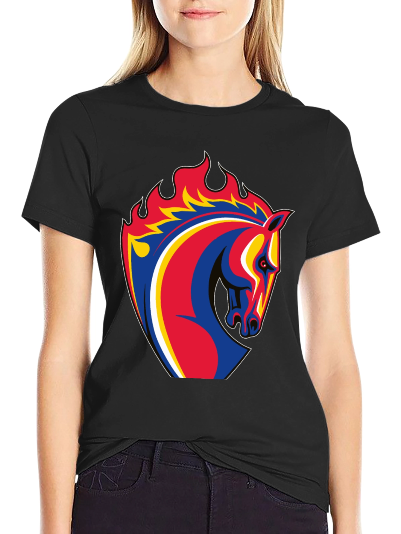 Fiery Horse Head Graphic T-Shirt