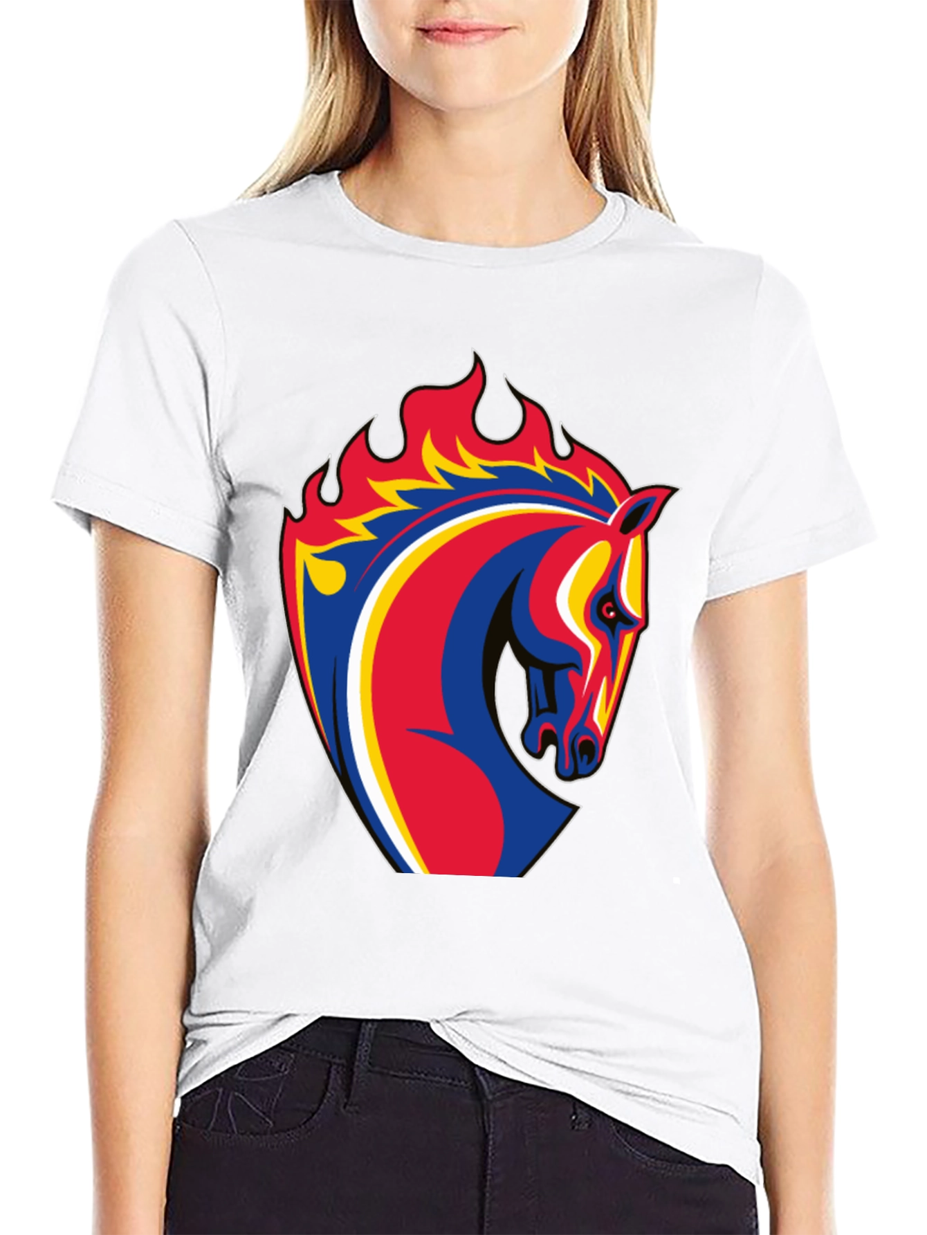Fiery Horse Head Graphic T-Shirt