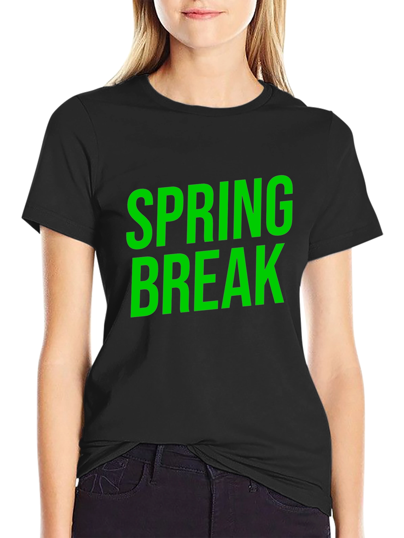 Spring Break Graphic Tee - Black Cotton T-Shirt