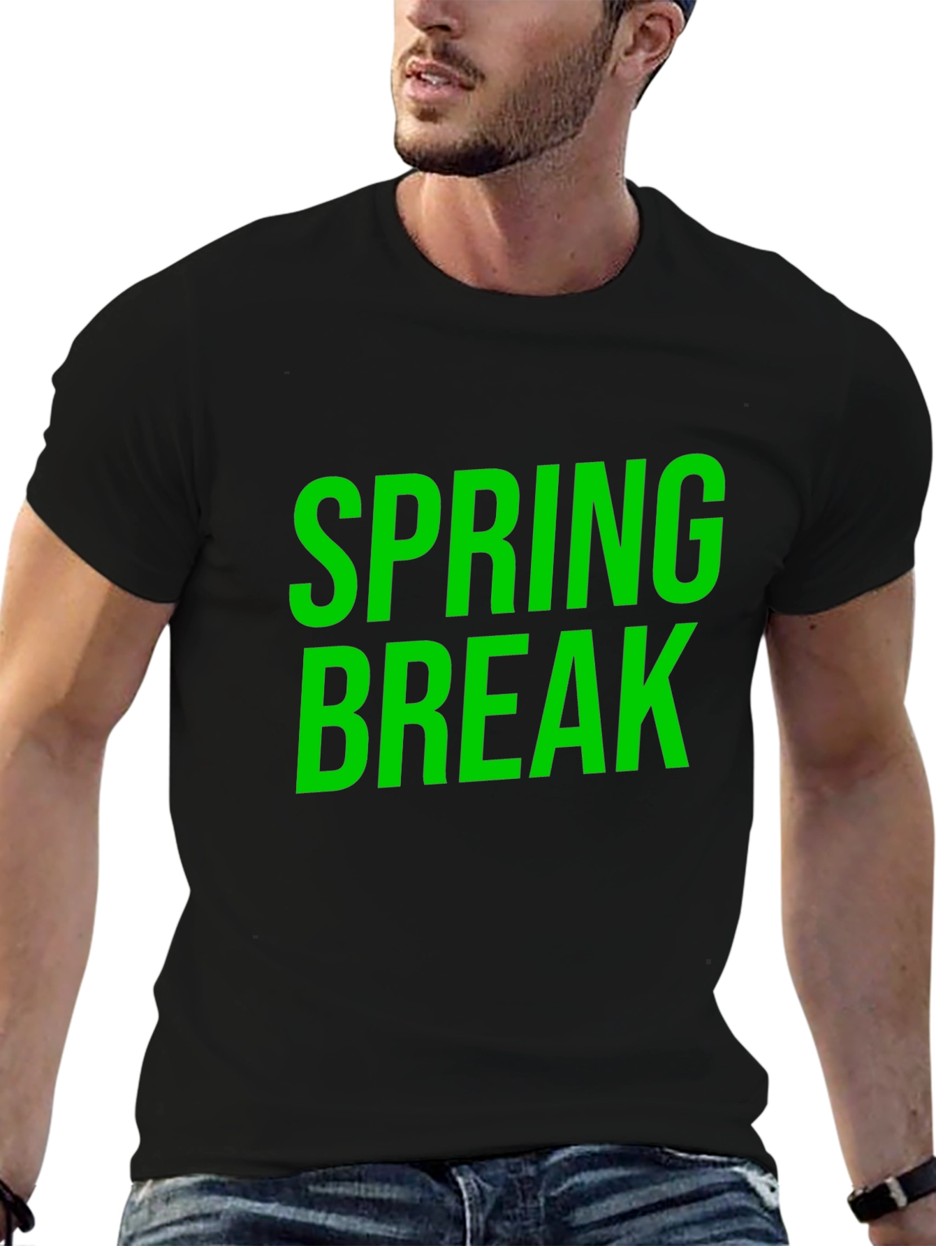 Spring Break Graphic Tee - Black Cotton T-Shirt