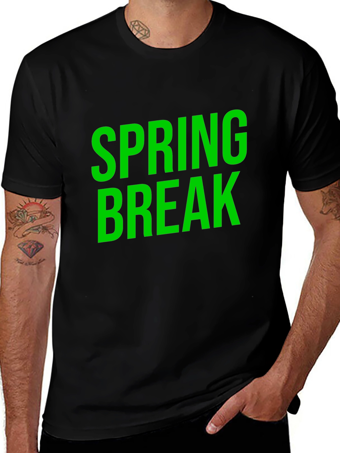 Spring Break Graphic Tee - Black Cotton T-Shirt