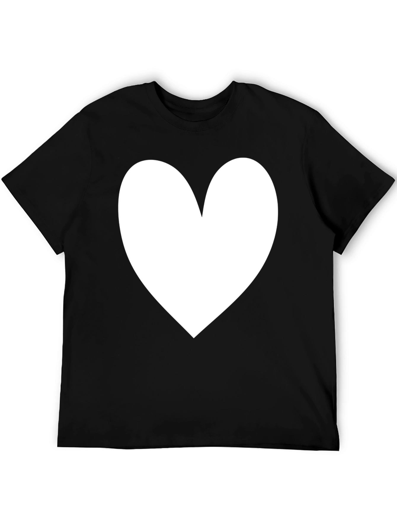 Black T-Shirt with White Heart Graphic