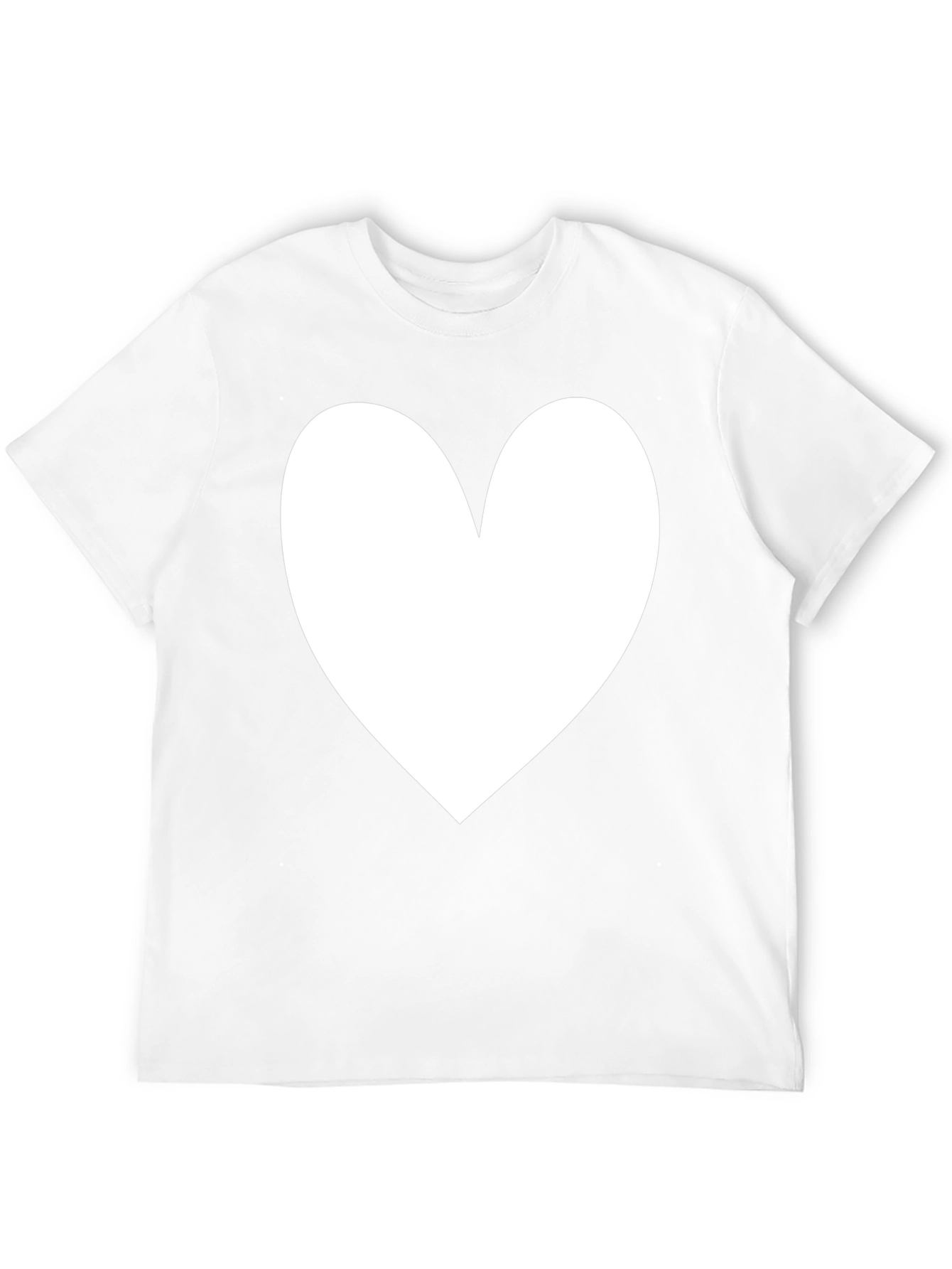 Black T-Shirt with White Heart Graphic