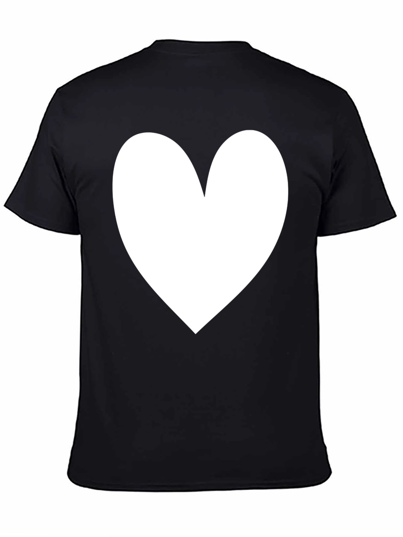 Black T-Shirt with White Heart Graphic