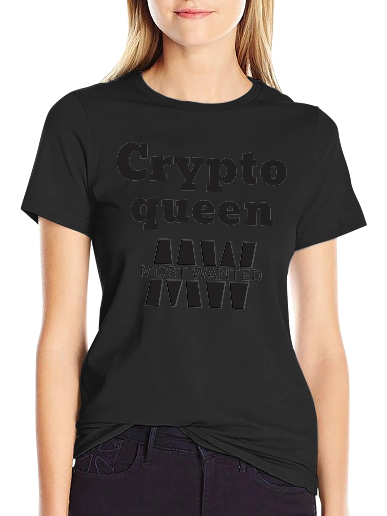 Crypto Queen Most Wanted Black T-Shirt