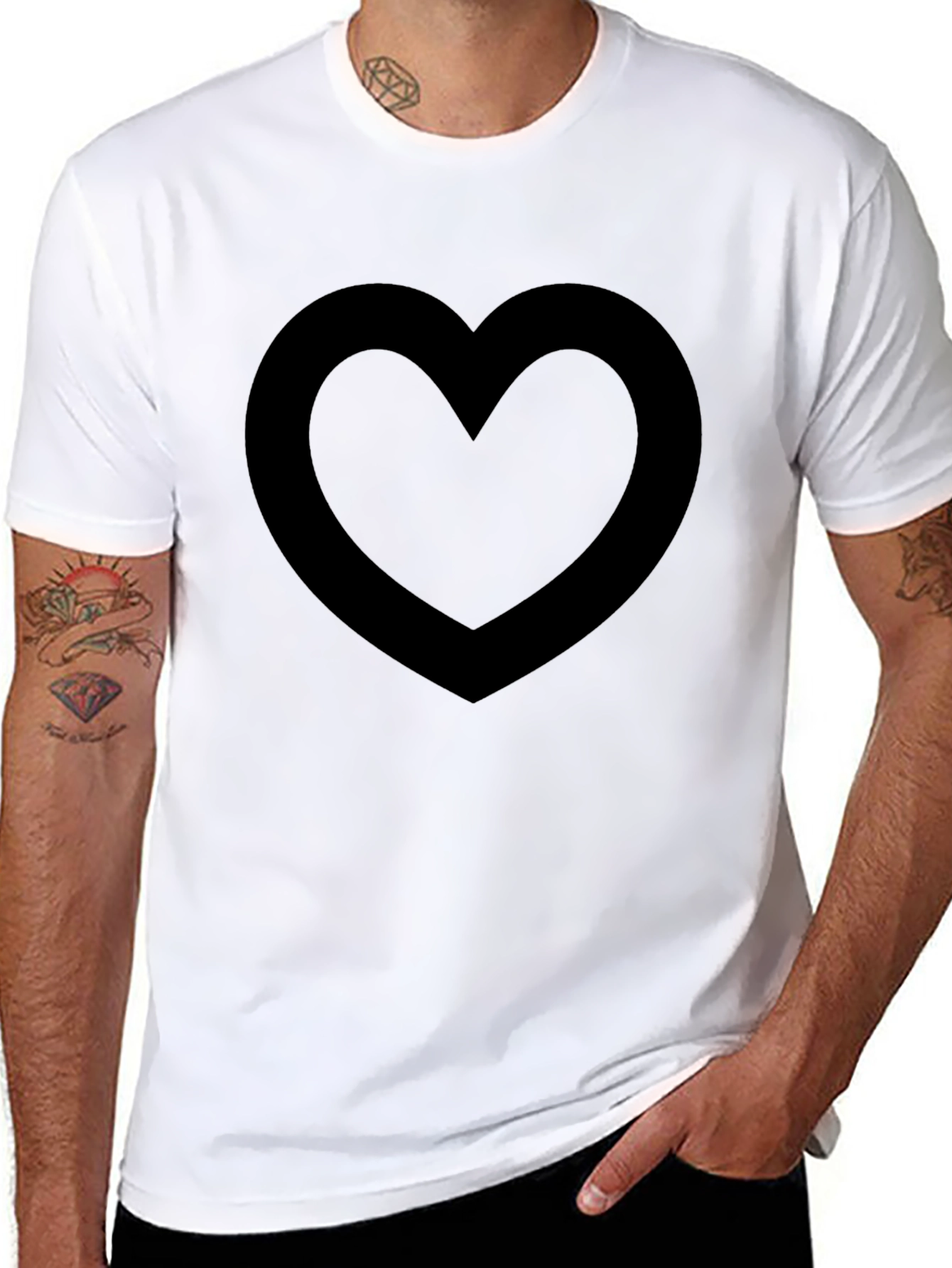 Heart Graphic Black T-Shirt - Casual Style