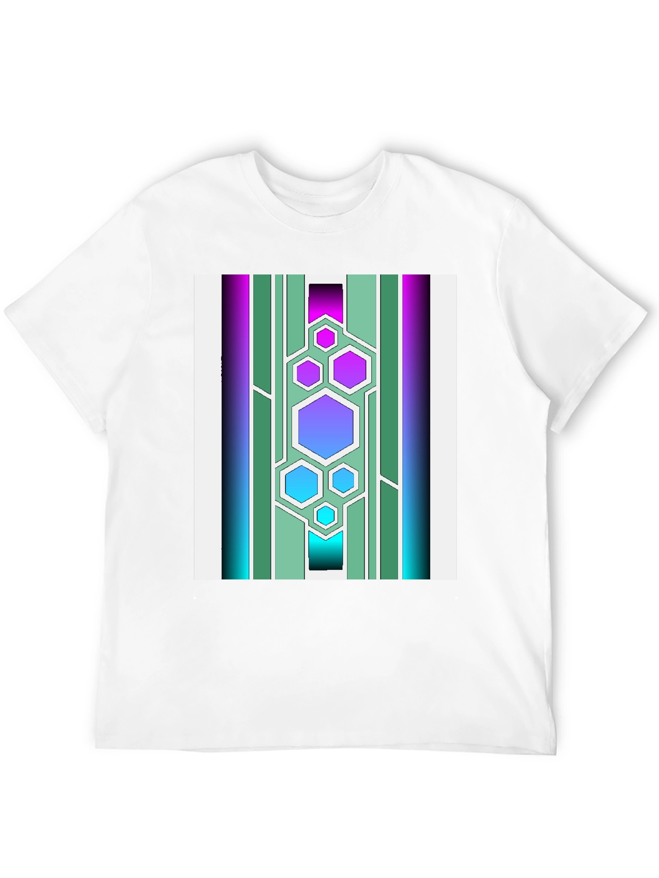Geometric Hexagon Print Mens Black Tee